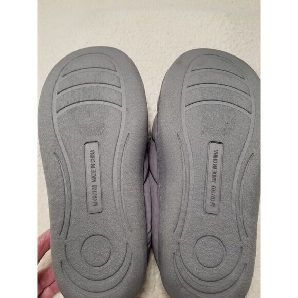 ABOUND Union Puffer Quilted Scuff Slippers, Gray Tonal Pattern Nylon Size M 9/10 - Picture 4 of 5